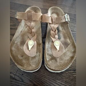 Birkenstock Gizah Braided Cognac Sandals Slides Size 39